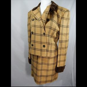 Vintage Wool Tan Brown Striped Suit